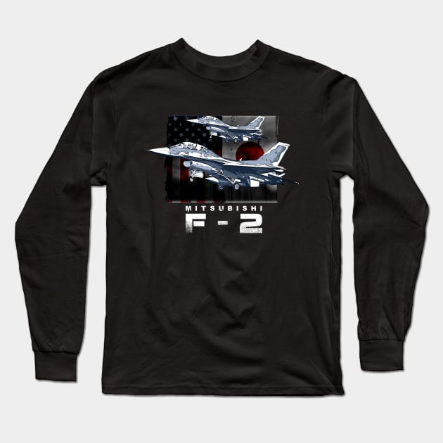 Mitsubishi F-2 Fighter jet Long Sleeve T-Shirt by aeroloversclothing